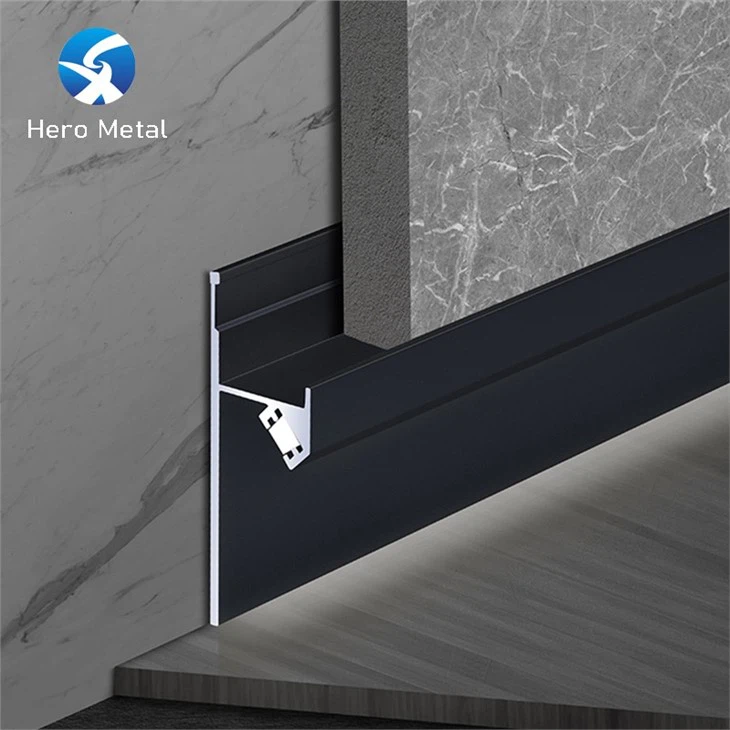 LED strip skirting board with warm white lighting in modern living room