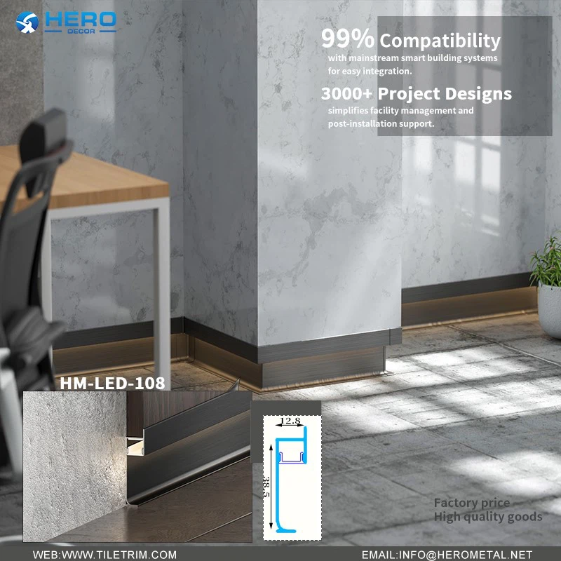 LED strip skirting board with warm white lighting in modern living room LED strip skirting board with warm white lighting in modern living room